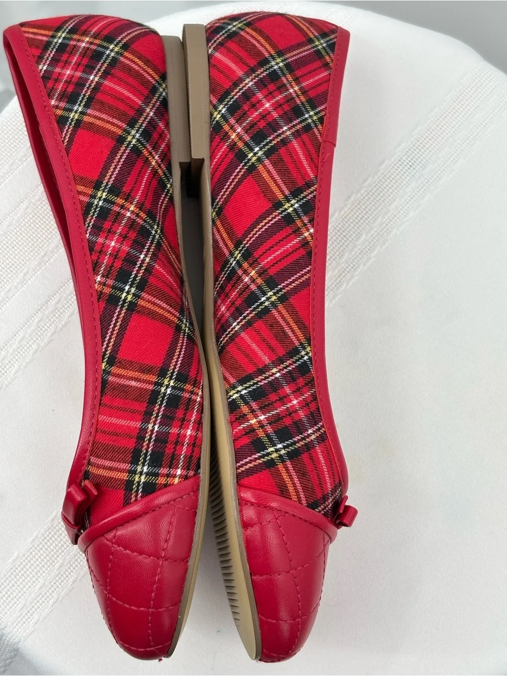 Talbots Red Plaid Quilted-toe Flats Size 7.5 - Picture 4 of 5